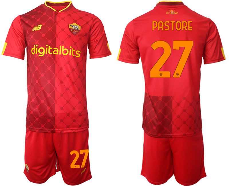 Men 2022-2023 Club AS Rome home red #27 Soccer Jersey->rome jersey->Soccer Club Jersey